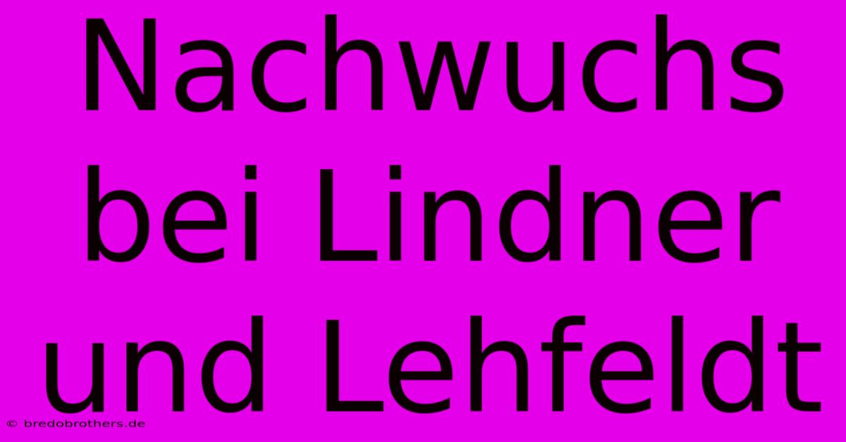 Nachwuchs Bei Lindner Und Lehfeldt