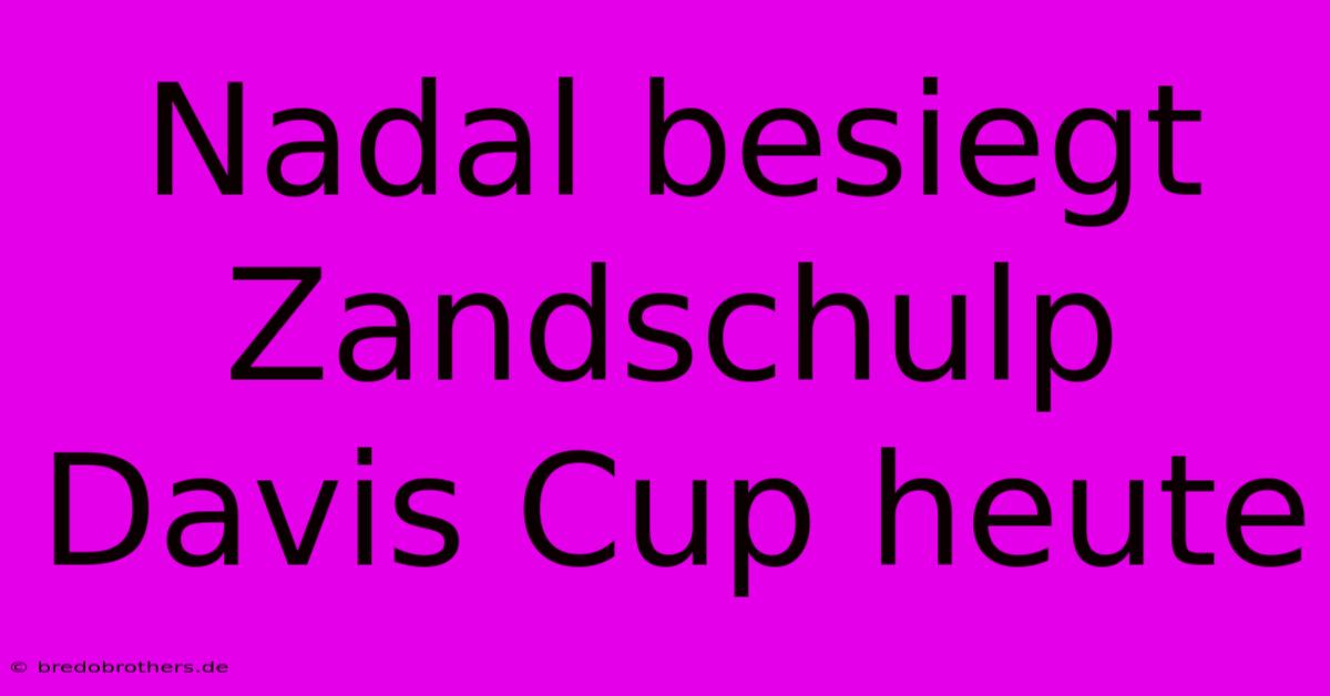 Nadal Besiegt Zandschulp Davis Cup Heute