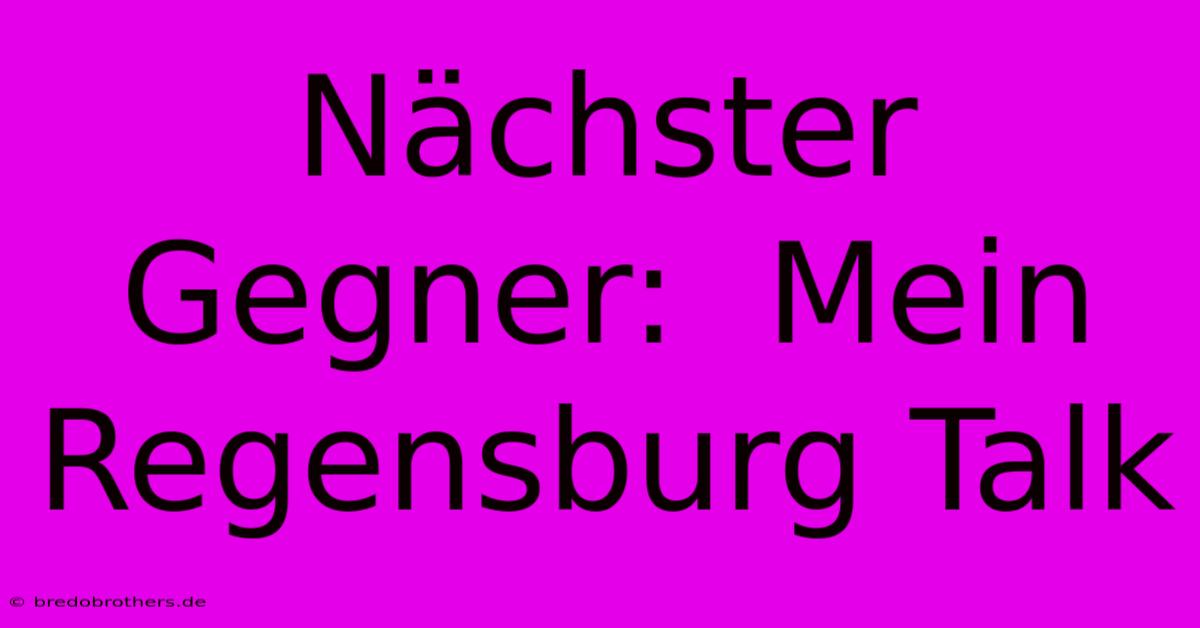 Nächster Gegner:  Mein Regensburg Talk