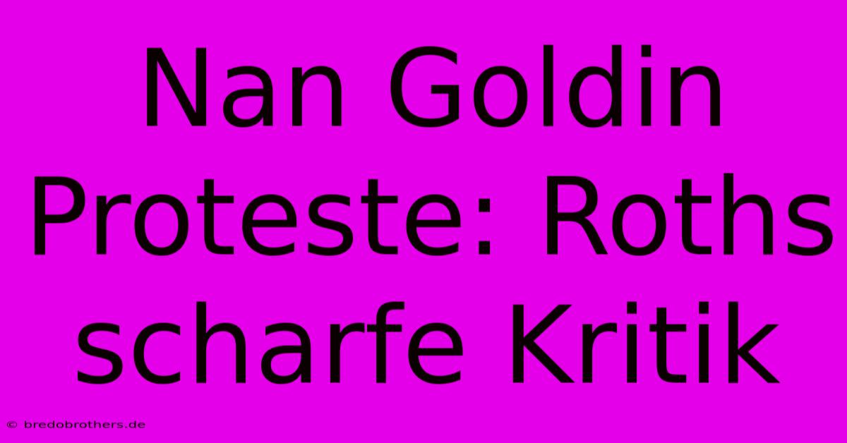 Nan Goldin Proteste: Roths Scharfe Kritik