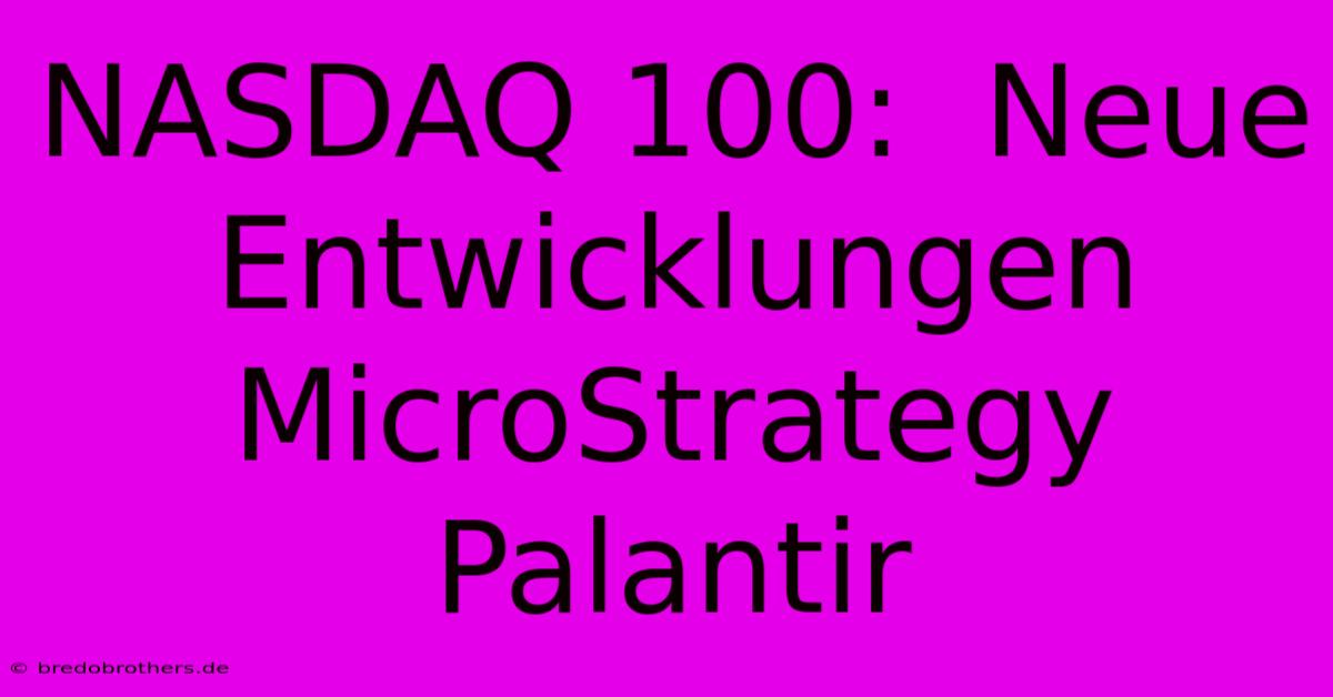 NASDAQ 100:  Neue Entwicklungen MicroStrategy Palantir