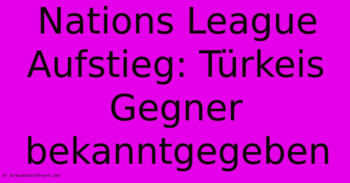 Nations League Aufstieg: Türkeis Gegner Bekanntgegeben