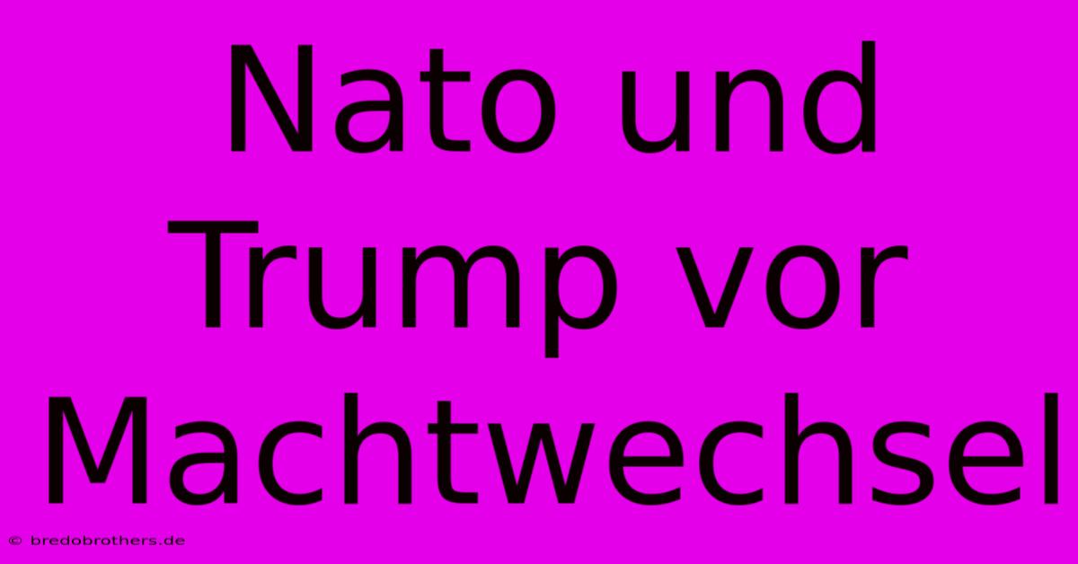 Nato Und Trump Vor Machtwechsel