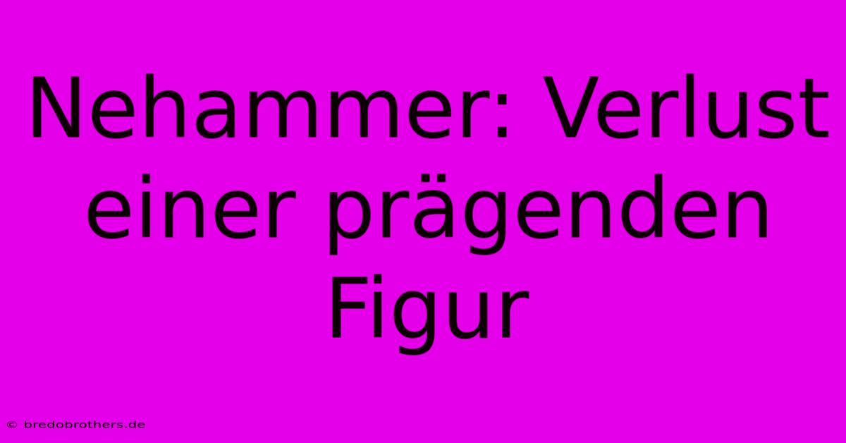 Nehammer: Verlust Einer Prägenden Figur