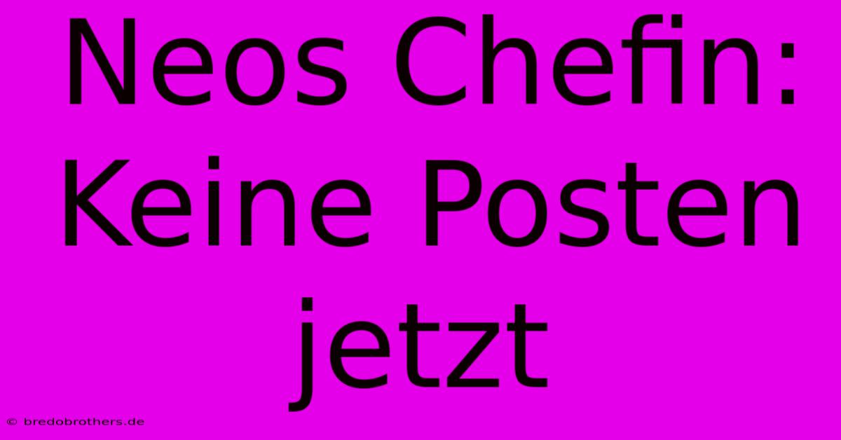 Neos Chefin:  Keine Posten Jetzt