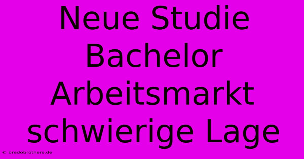 Neue Studie Bachelor Arbeitsmarkt Schwierige Lage