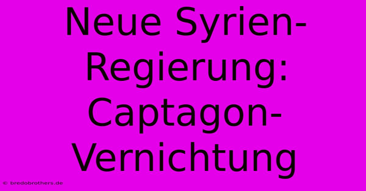 Neue Syrien-Regierung: Captagon-Vernichtung