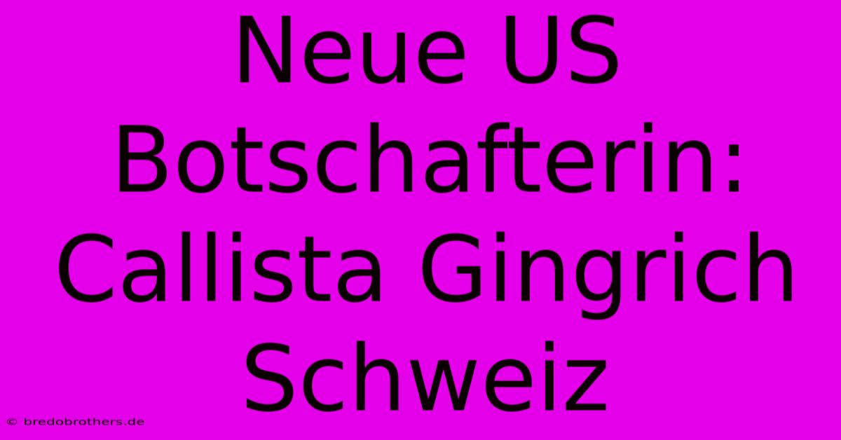 Neue US Botschafterin: Callista Gingrich Schweiz