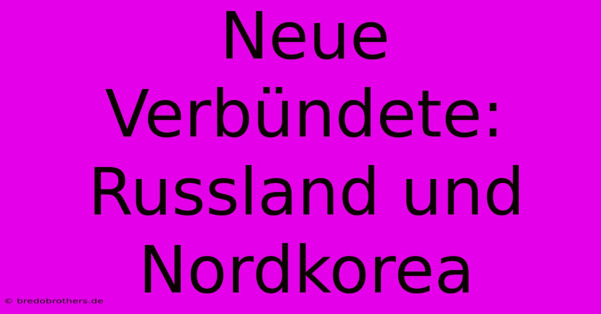 Neue Verbündete: Russland Und Nordkorea