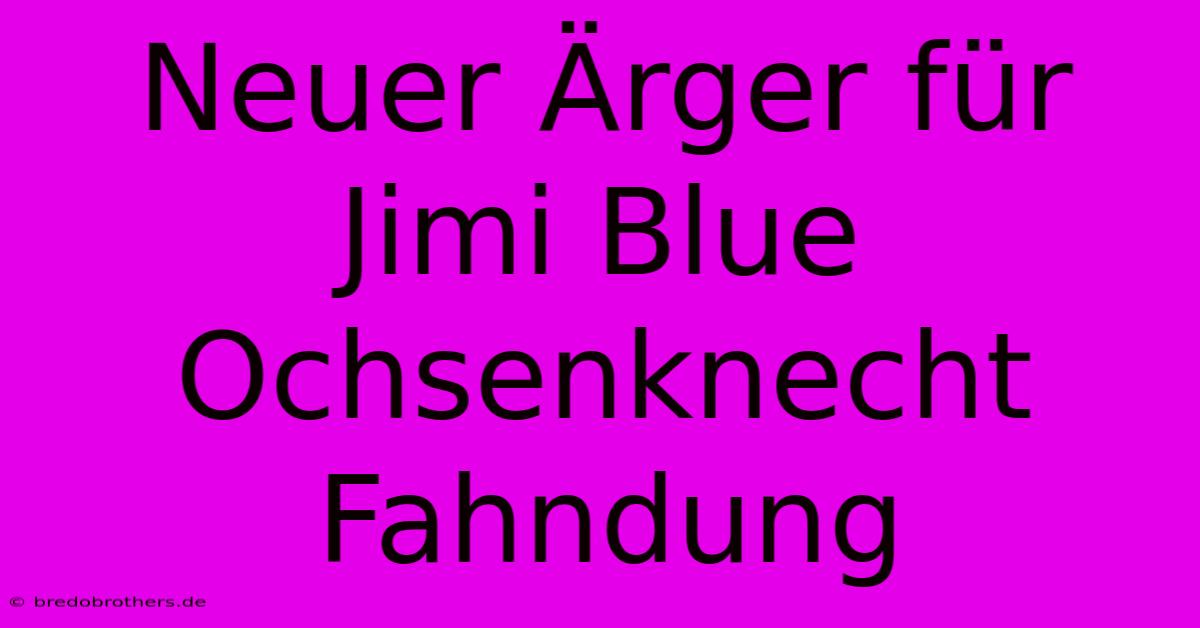 Neuer Ärger Für Jimi Blue Ochsenknecht Fahndung