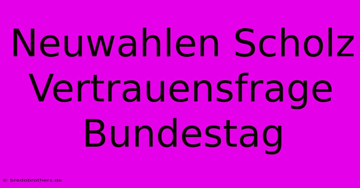 Neuwahlen Scholz Vertrauensfrage Bundestag