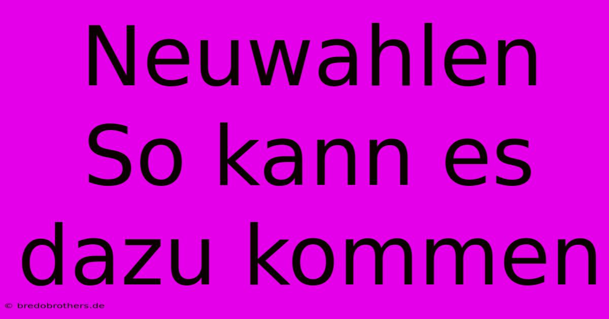 Neuwahlen  So Kann Es Dazu Kommen