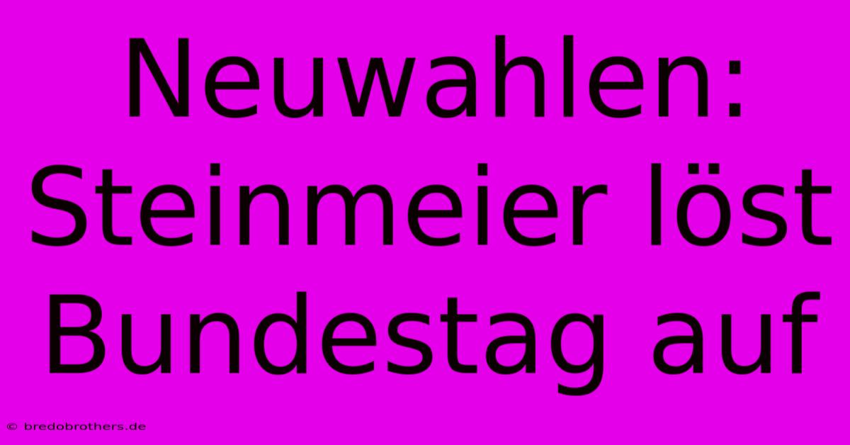 Neuwahlen: Steinmeier Löst Bundestag Auf