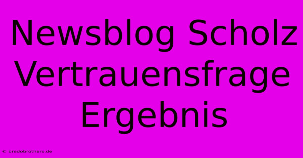 Newsblog Scholz Vertrauensfrage Ergebnis