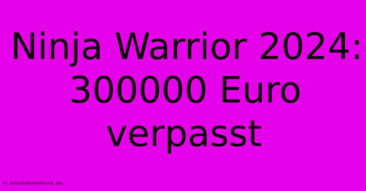 Ninja Warrior 2024: 300000 Euro Verpasst