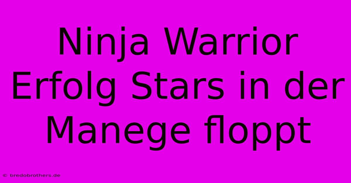 Ninja Warrior Erfolg Stars In Der Manege Floppt