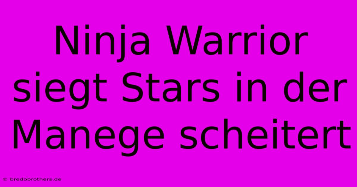 Ninja Warrior Siegt Stars In Der Manege Scheitert