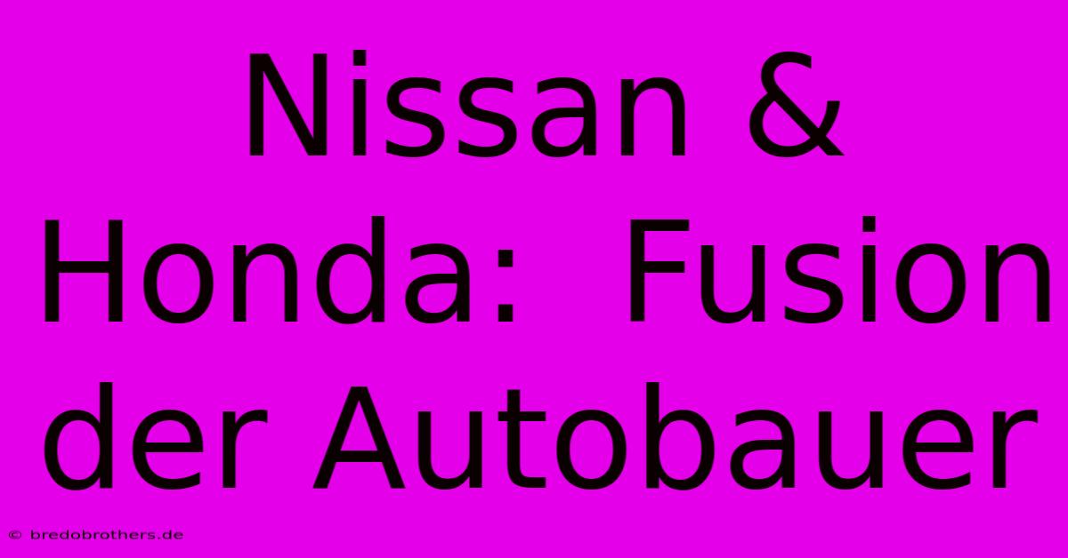 Nissan & Honda:  Fusion Der Autobauer