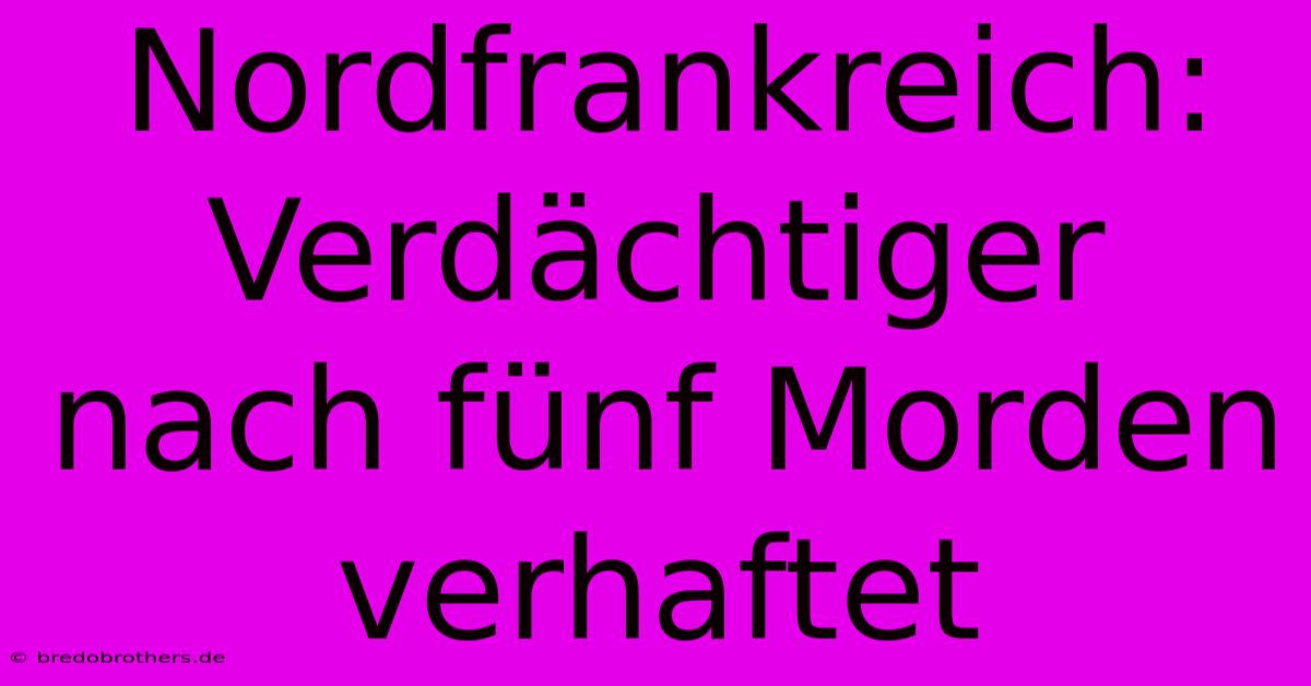 Nordfrankreich: Verdächtiger Nach Fünf Morden Verhaftet