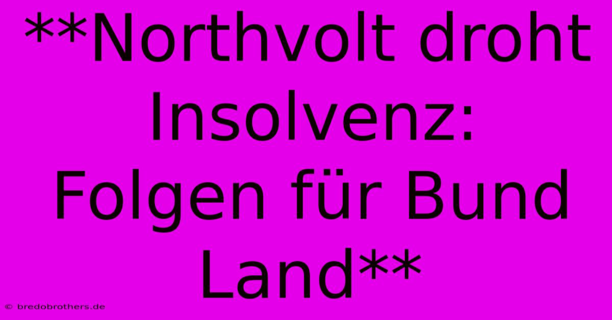 **Northvolt Droht Insolvenz:  Folgen Für Bund Land**