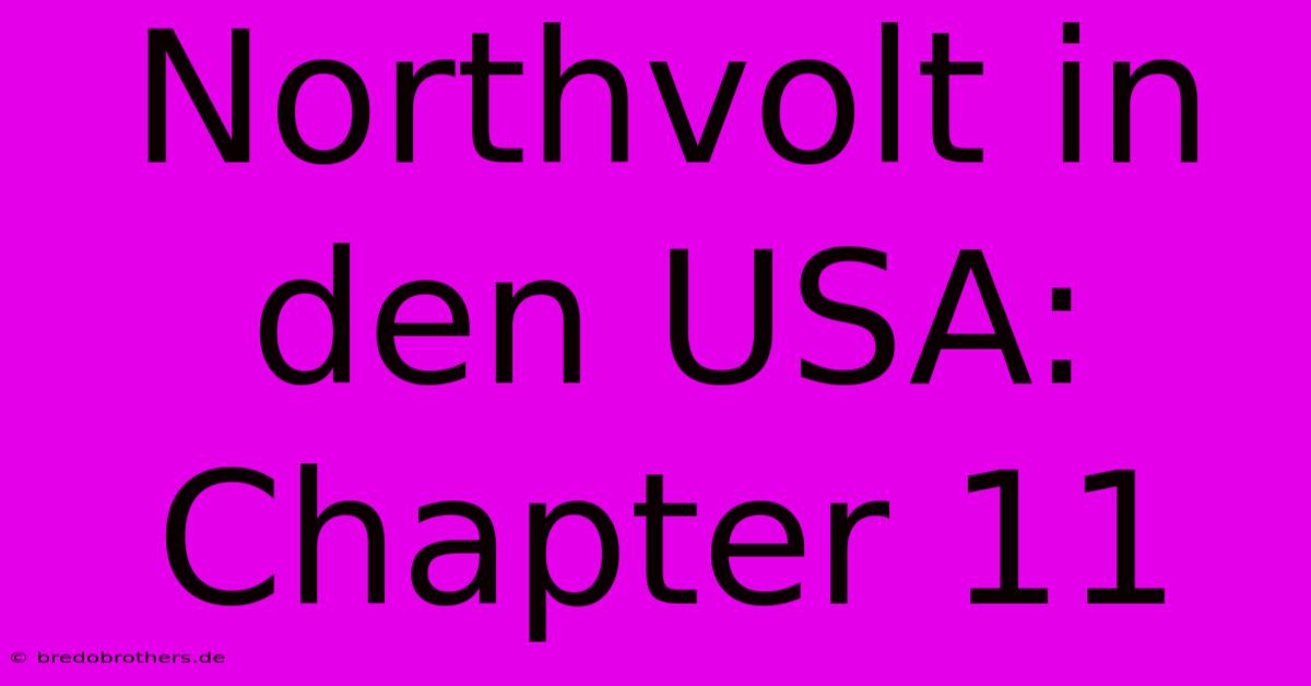 Northvolt In Den USA: Chapter 11