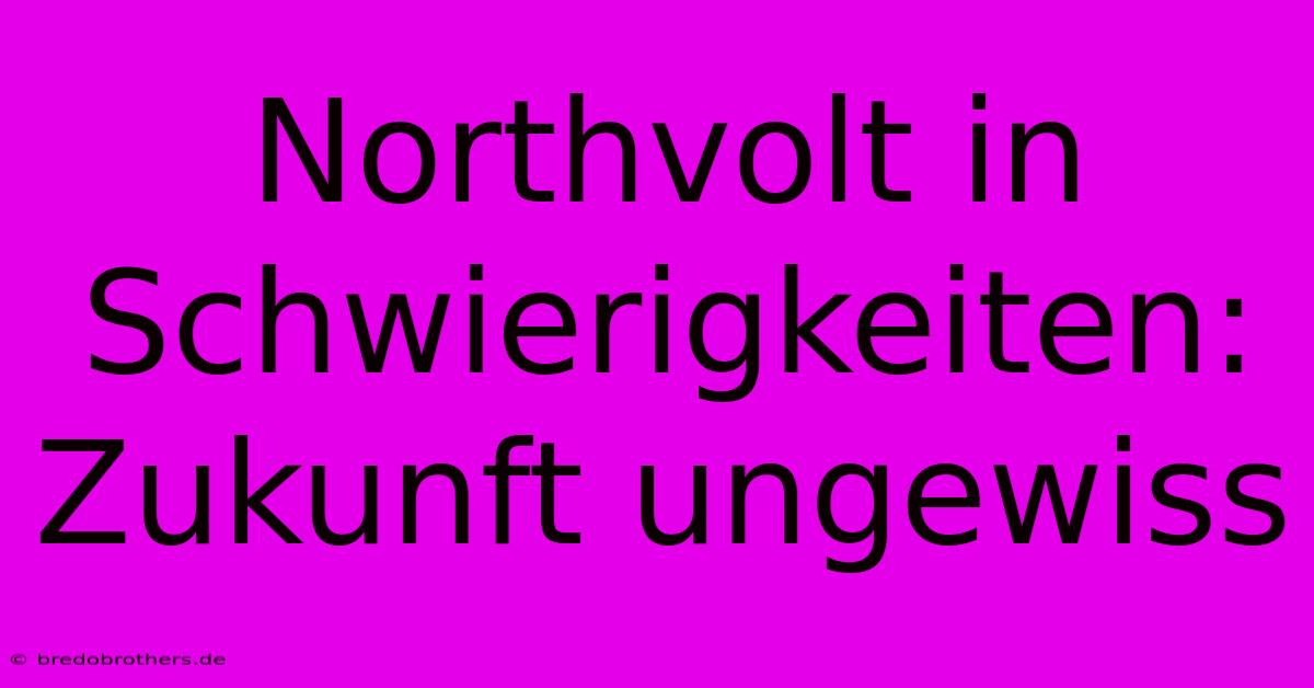 Northvolt In Schwierigkeiten: Zukunft Ungewiss