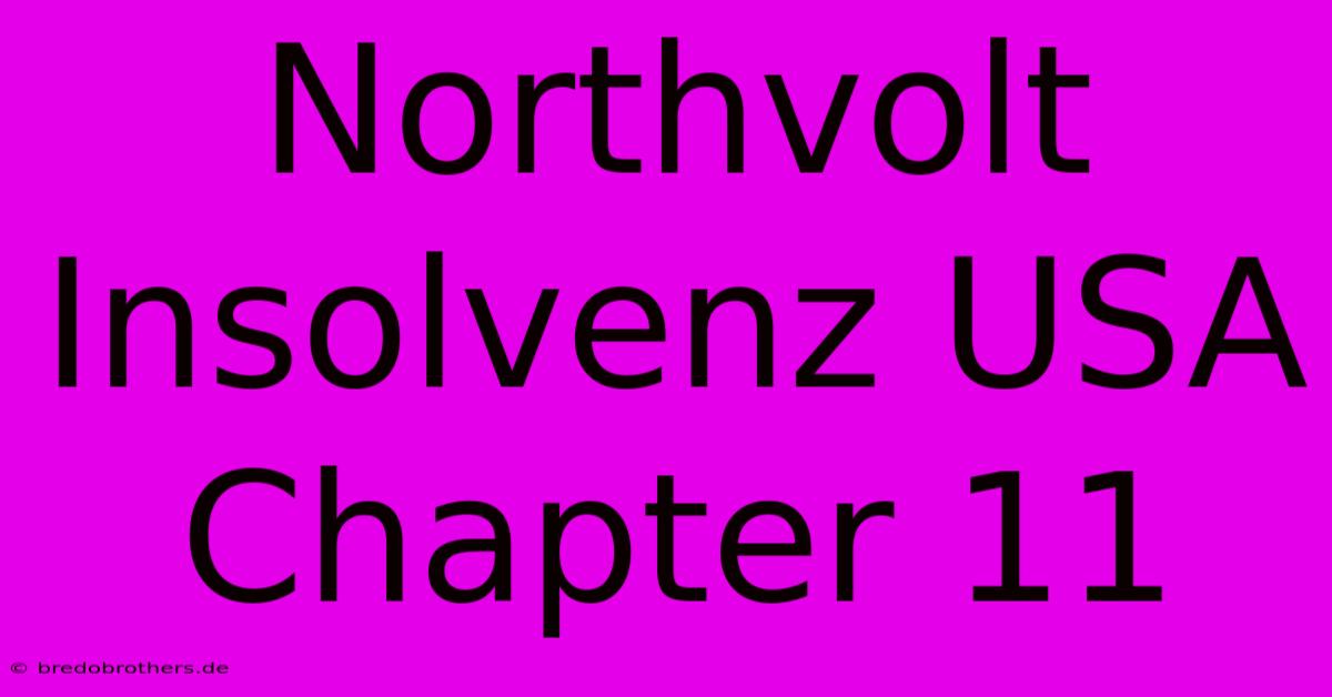 Northvolt Insolvenz USA Chapter 11