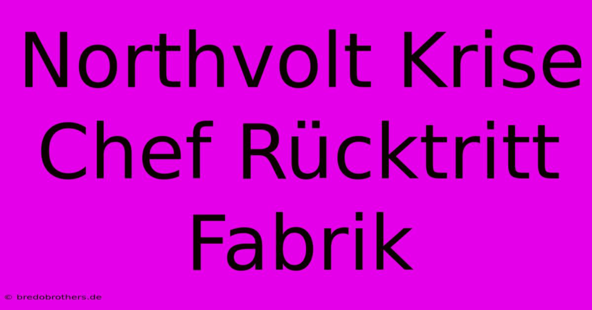 Northvolt Krise Chef Rücktritt Fabrik