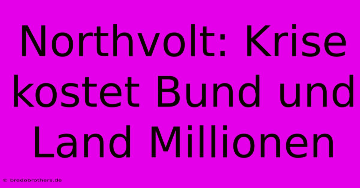 Northvolt: Krise Kostet Bund Und Land Millionen