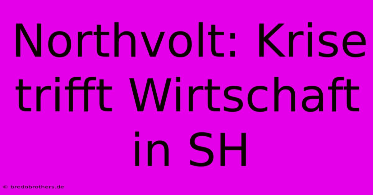 Northvolt: Krise Trifft Wirtschaft In SH