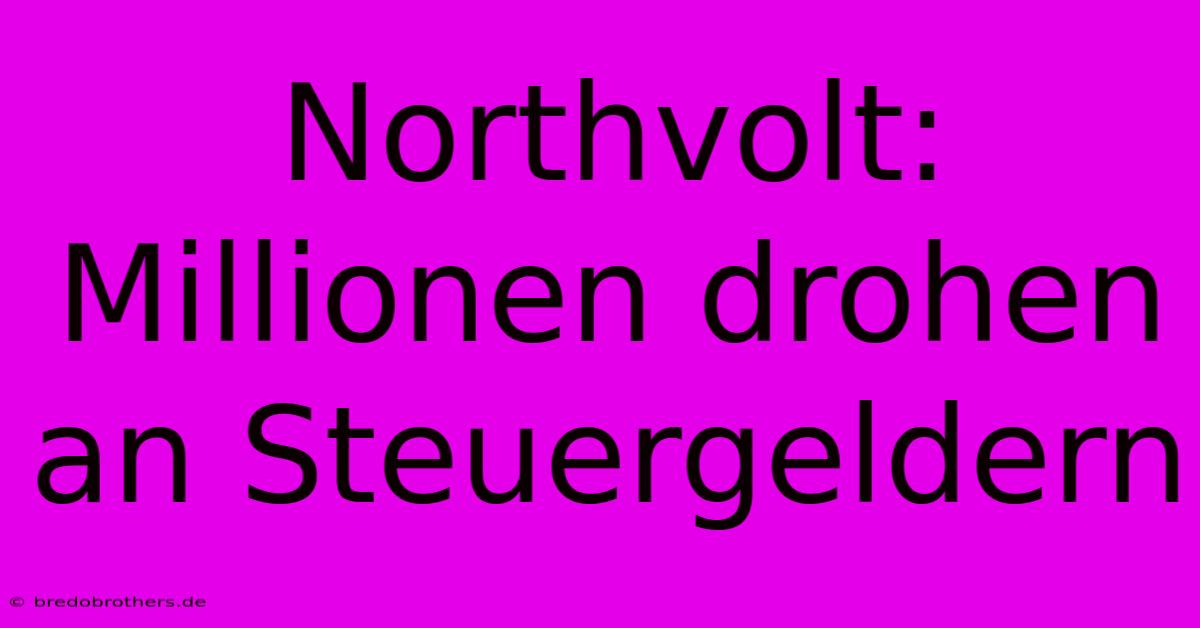 Northvolt: Millionen Drohen An Steuergeldern