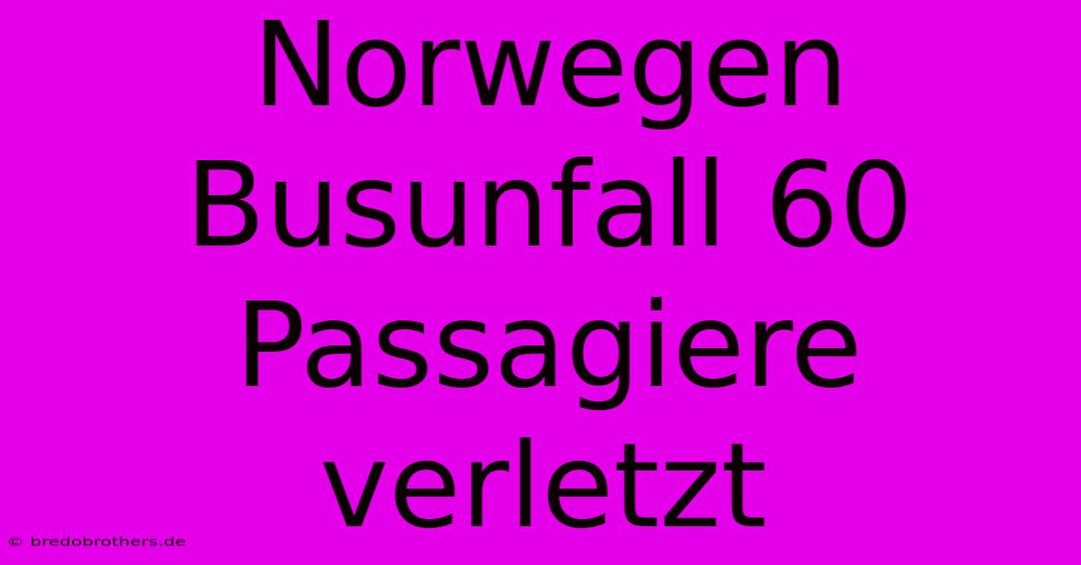 Norwegen Busunfall 60 Passagiere Verletzt