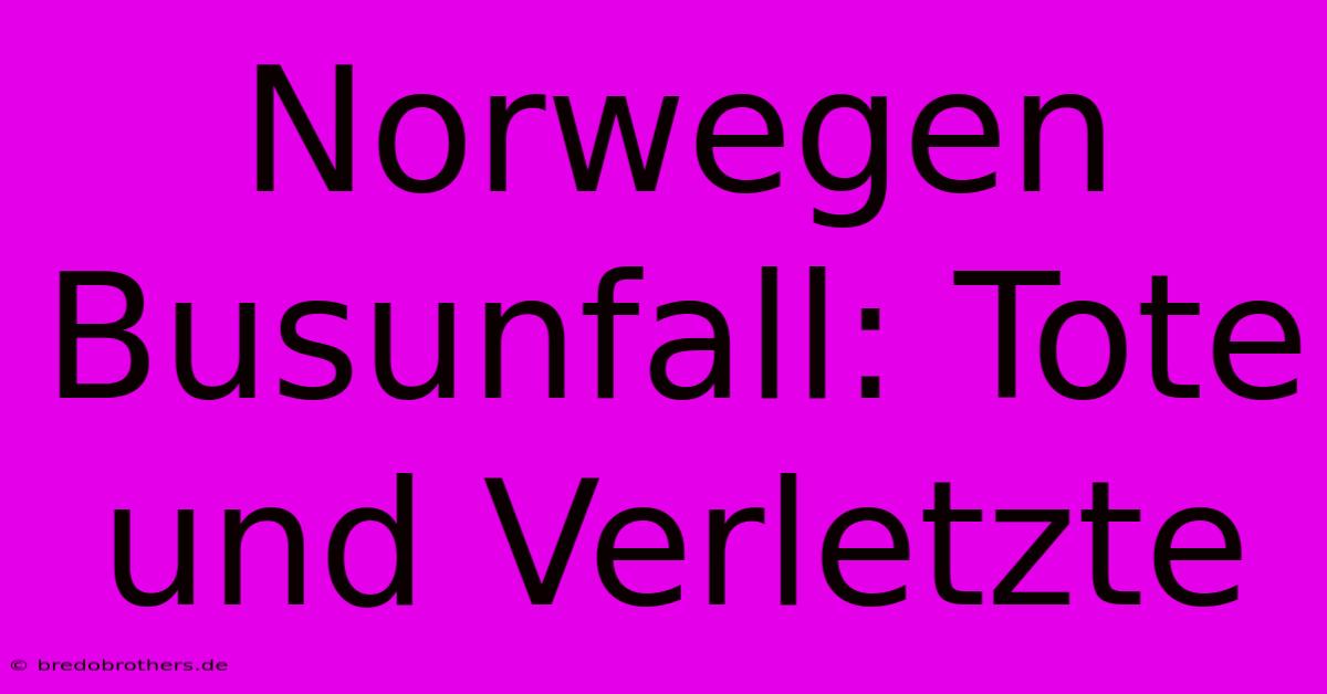 Norwegen Busunfall: Tote Und Verletzte