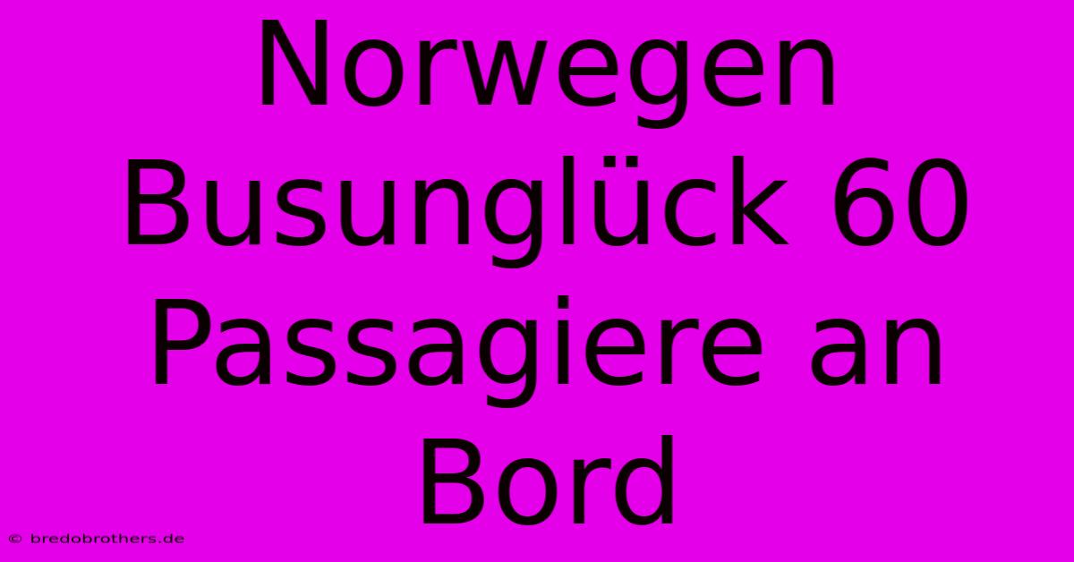 Norwegen Busunglück 60 Passagiere An Bord