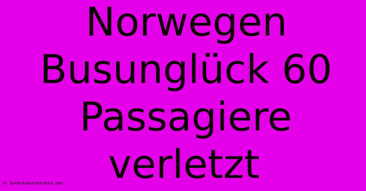 Norwegen Busunglück 60 Passagiere Verletzt