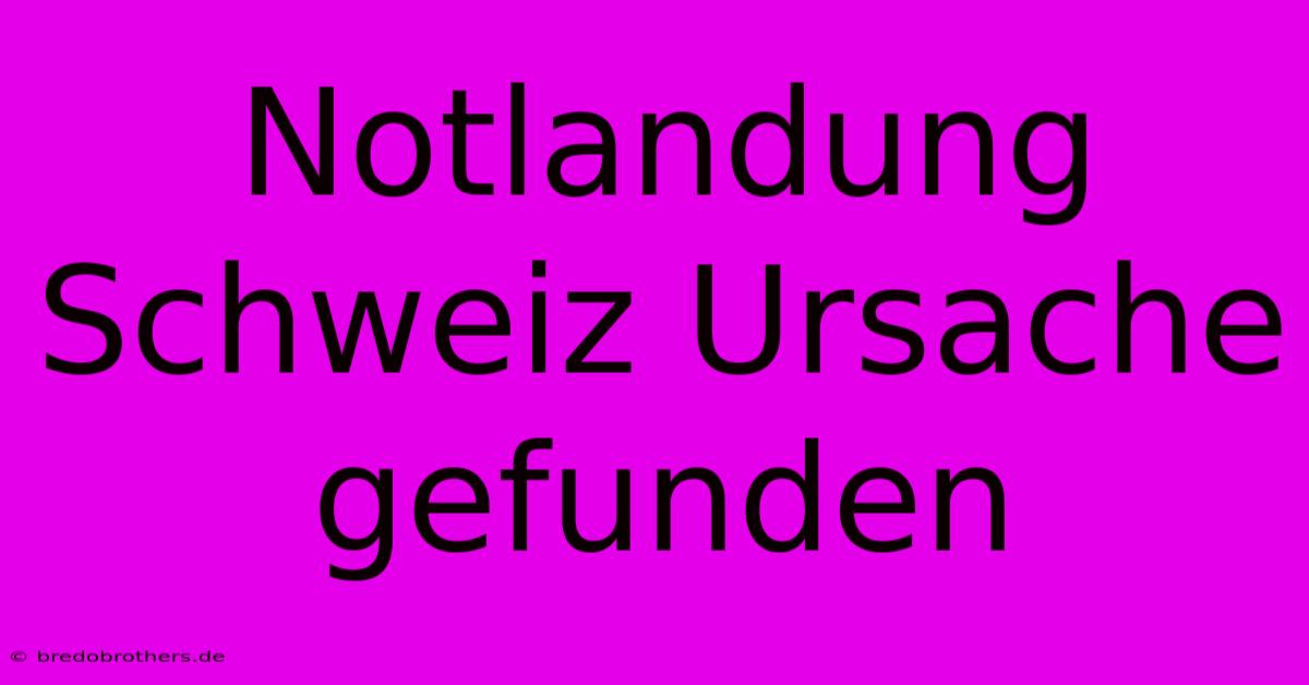 Notlandung Schweiz Ursache Gefunden