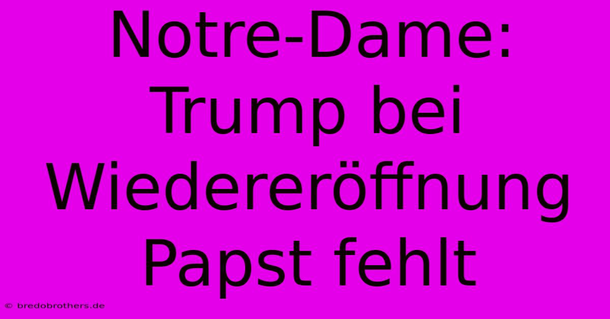 Notre-Dame: Trump Bei Wiedereröffnung Papst Fehlt