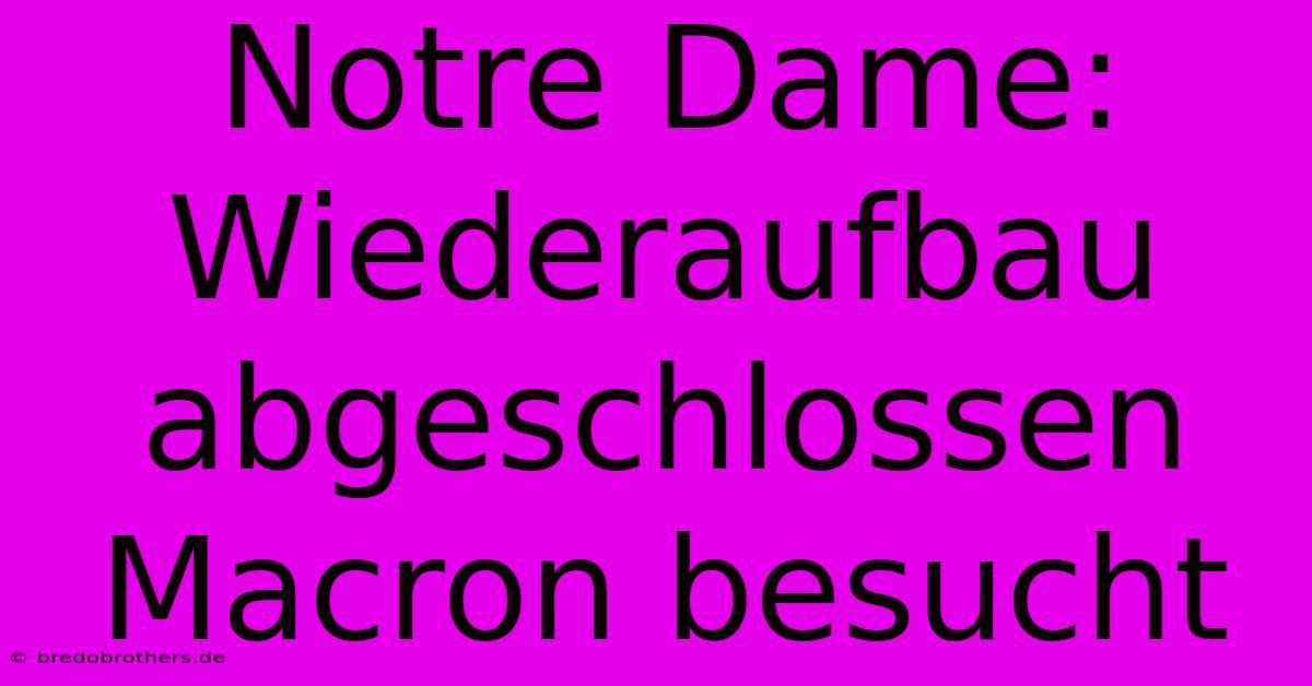 Notre Dame: Wiederaufbau Abgeschlossen Macron Besucht