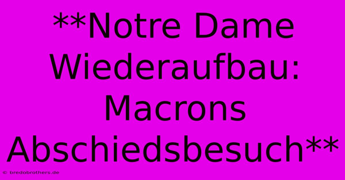 **Notre Dame Wiederaufbau: Macrons Abschiedsbesuch**