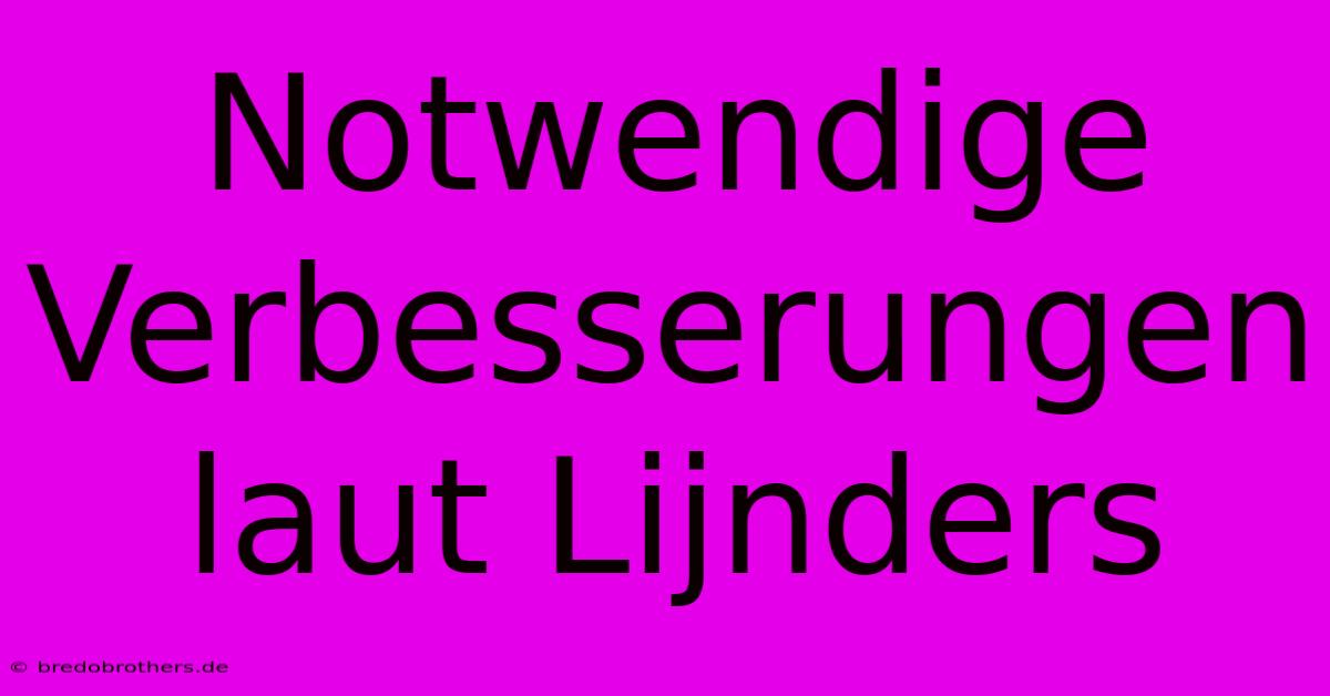 Notwendige Verbesserungen Laut Lijnders