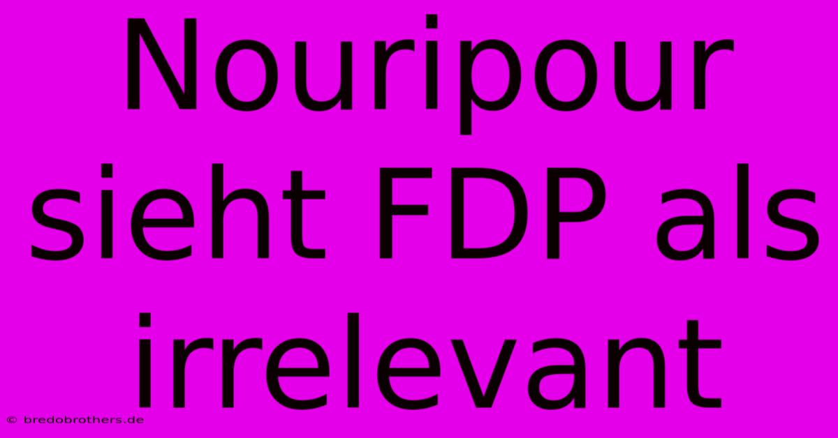 Nouripour Sieht FDP Als Irrelevant