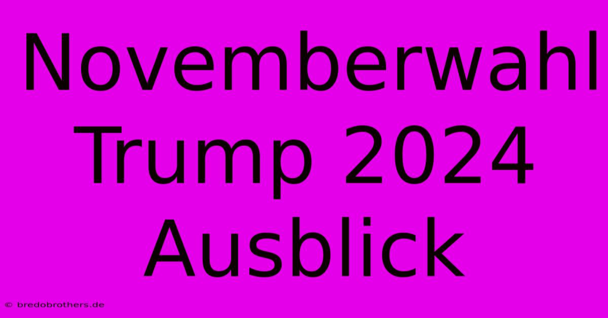 Novemberwahl Trump 2024 Ausblick