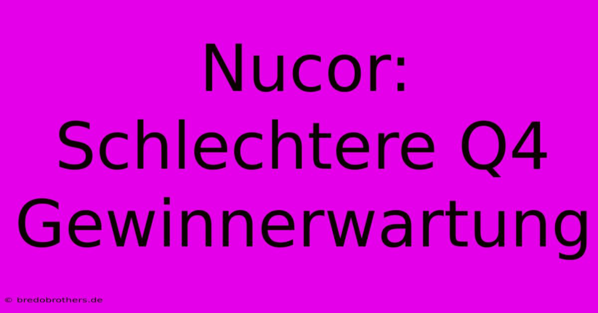 Nucor: Schlechtere Q4 Gewinnerwartung