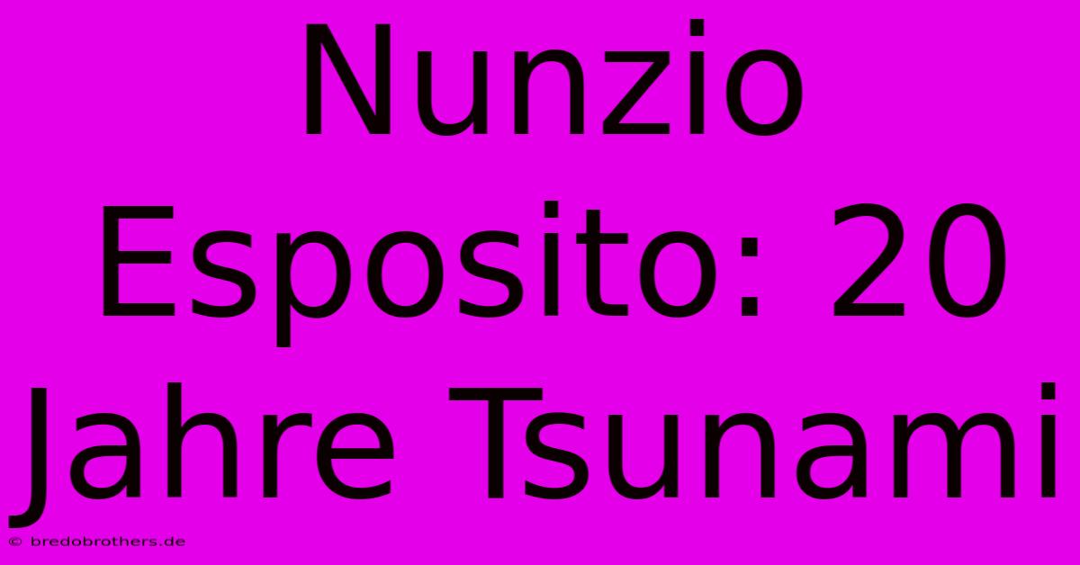 Nunzio Esposito: 20 Jahre Tsunami