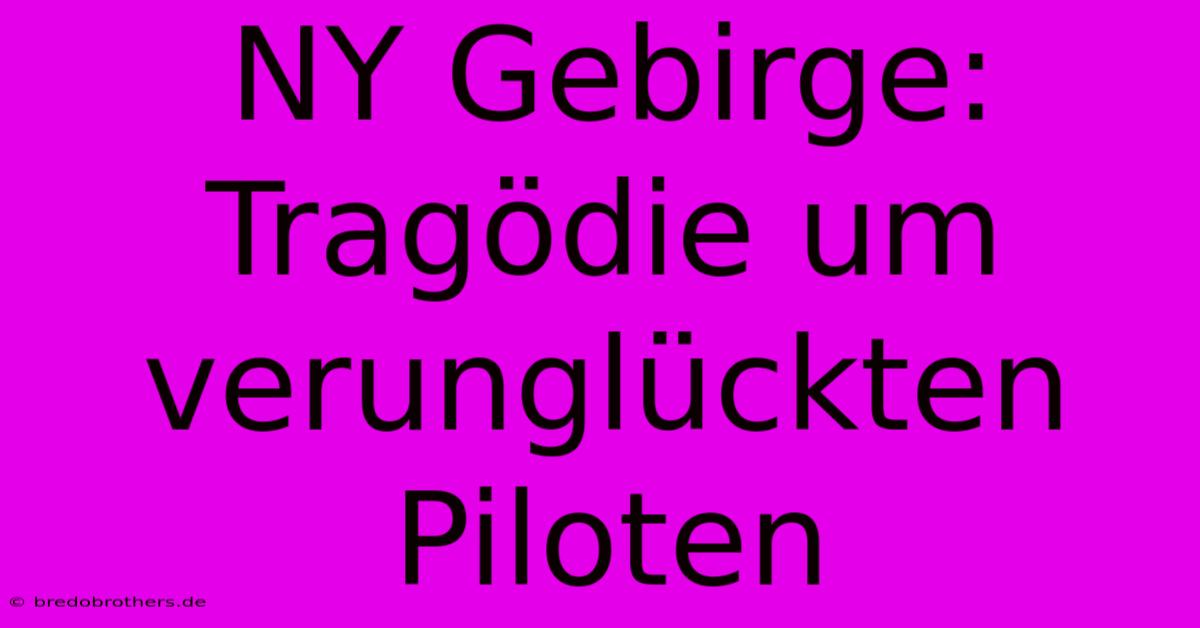 NY Gebirge: Tragödie Um Verunglückten Piloten