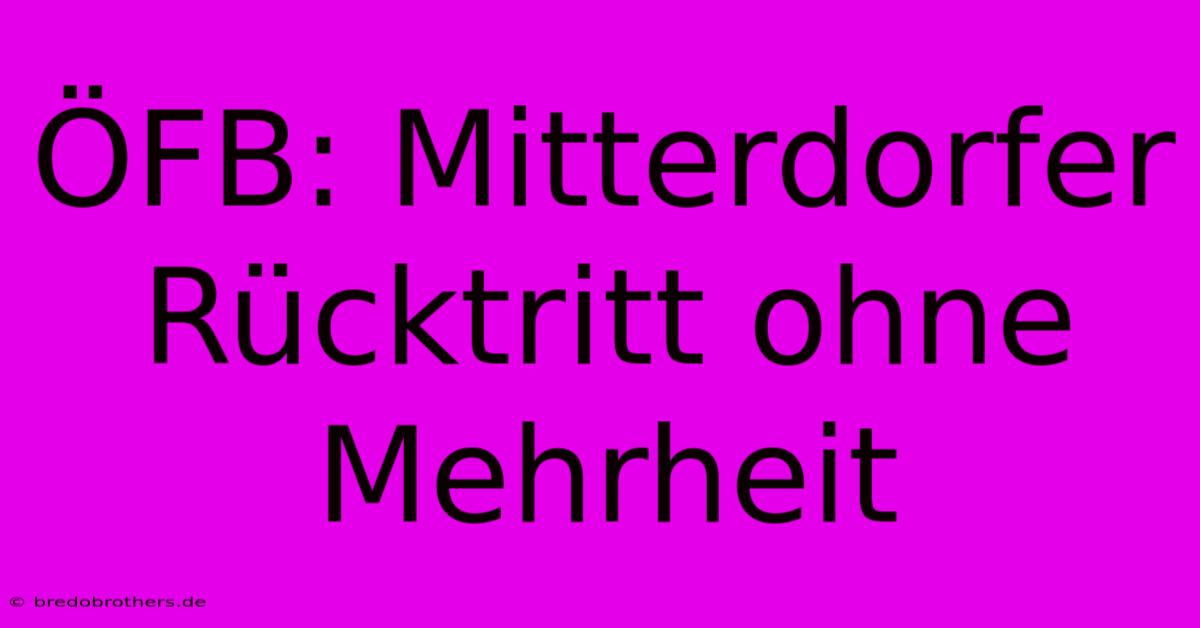 ÖFB: Mitterdorfer Rücktritt Ohne Mehrheit