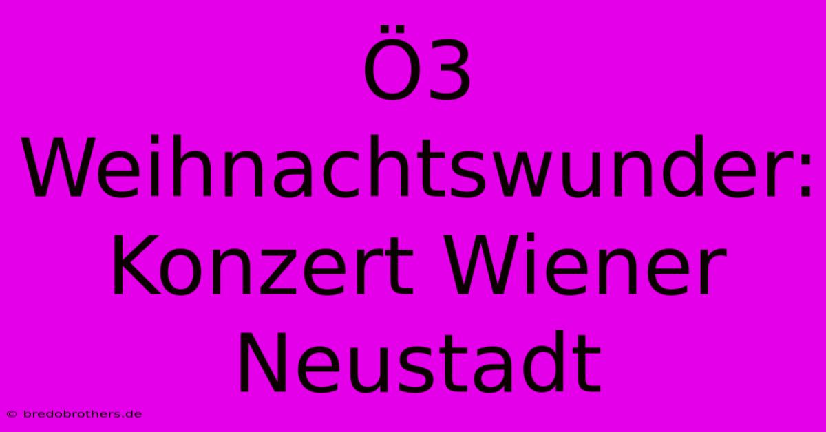 Ö3 Weihnachtswunder: Konzert Wiener Neustadt