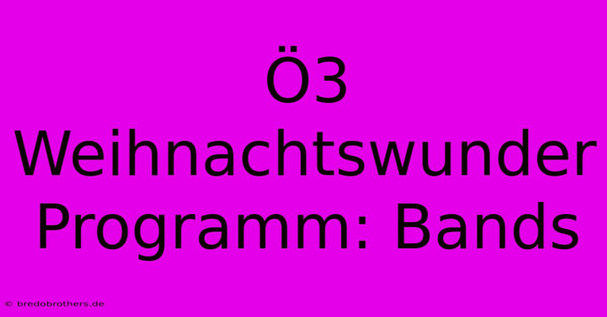 Ö3 Weihnachtswunder Programm: Bands