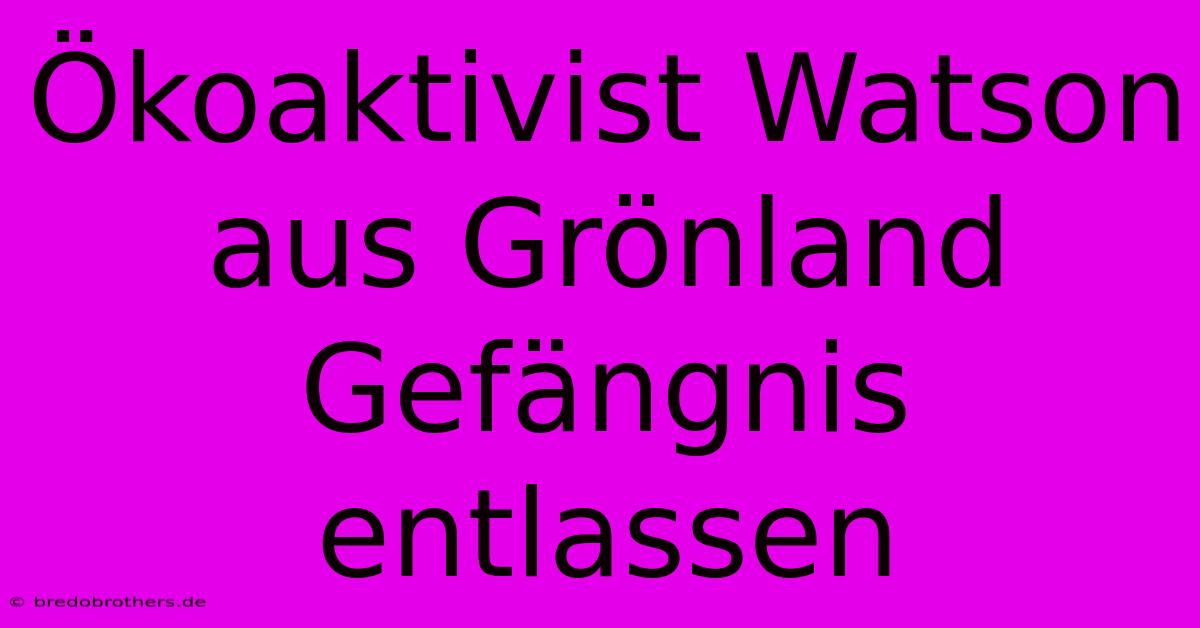 Ökoaktivist Watson Aus Grönland Gefängnis Entlassen