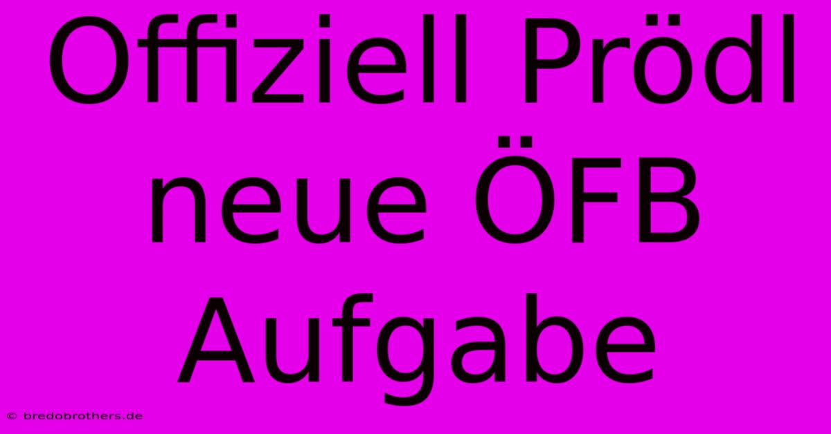 Offiziell Prödl Neue ÖFB Aufgabe